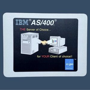 IBM AS/400 Vtg 1990s 8.5 x 6.5 inches Computer Mouse Pad Cork Underside Rare